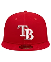 New Era Men's Red Tampa Bay Rays Logo 59FIFTY Fitted Hat