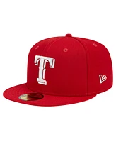New Era Men's Red Texas Rangers Logo 59FIFTY Fitted Hat