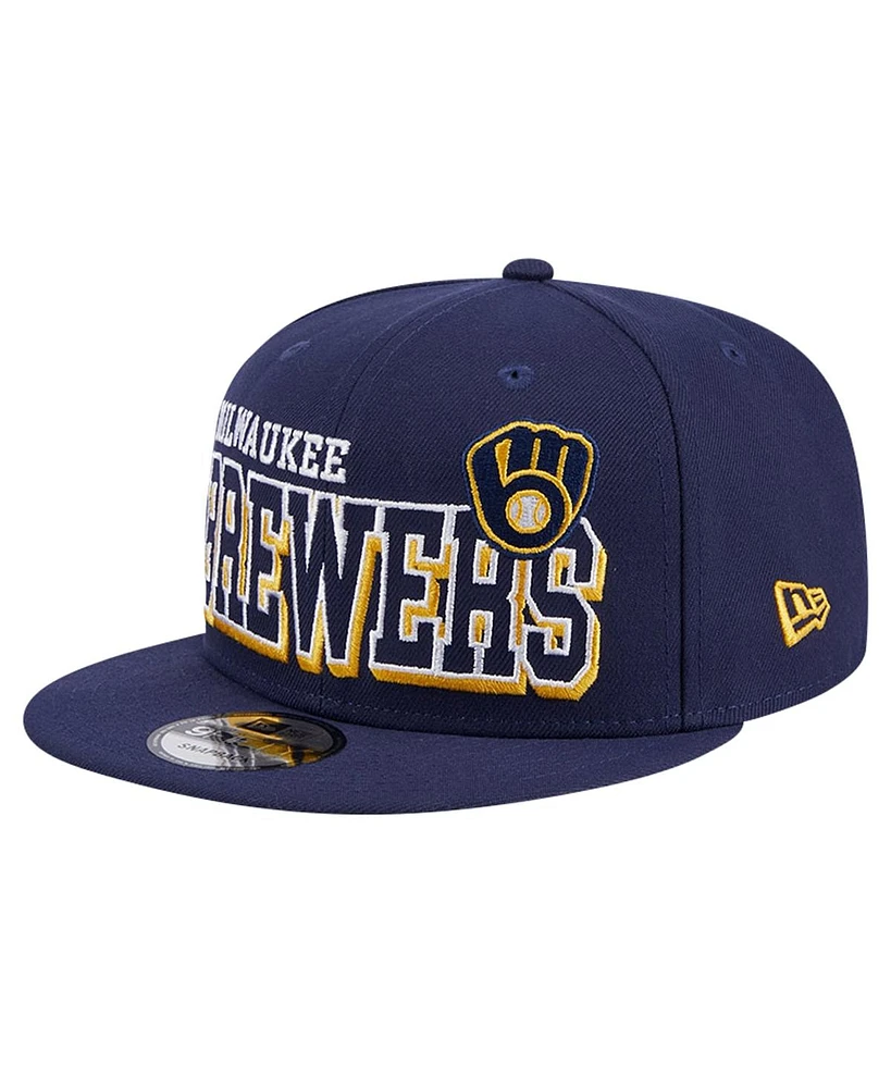 New Era Men's Navy Milwaukee Brewers Game Day Bold 9FIFTY Snapback Hat