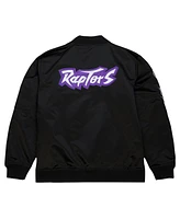 Mitchell & Ness Men's Black Toronto Raptors Hardwood Classics Vintage-like Logo Full-Zip Bomber Jacket