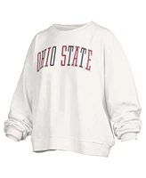 Pressbox Women's White Ohio State Buckeyes Janise Waist Length Oversized Pullover Sweatshirt