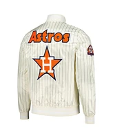 Pro Standard Men's Cream Houston Astros Cooperstown Collection Pinstripe Retro Classic Satin Full-Snap Jacket