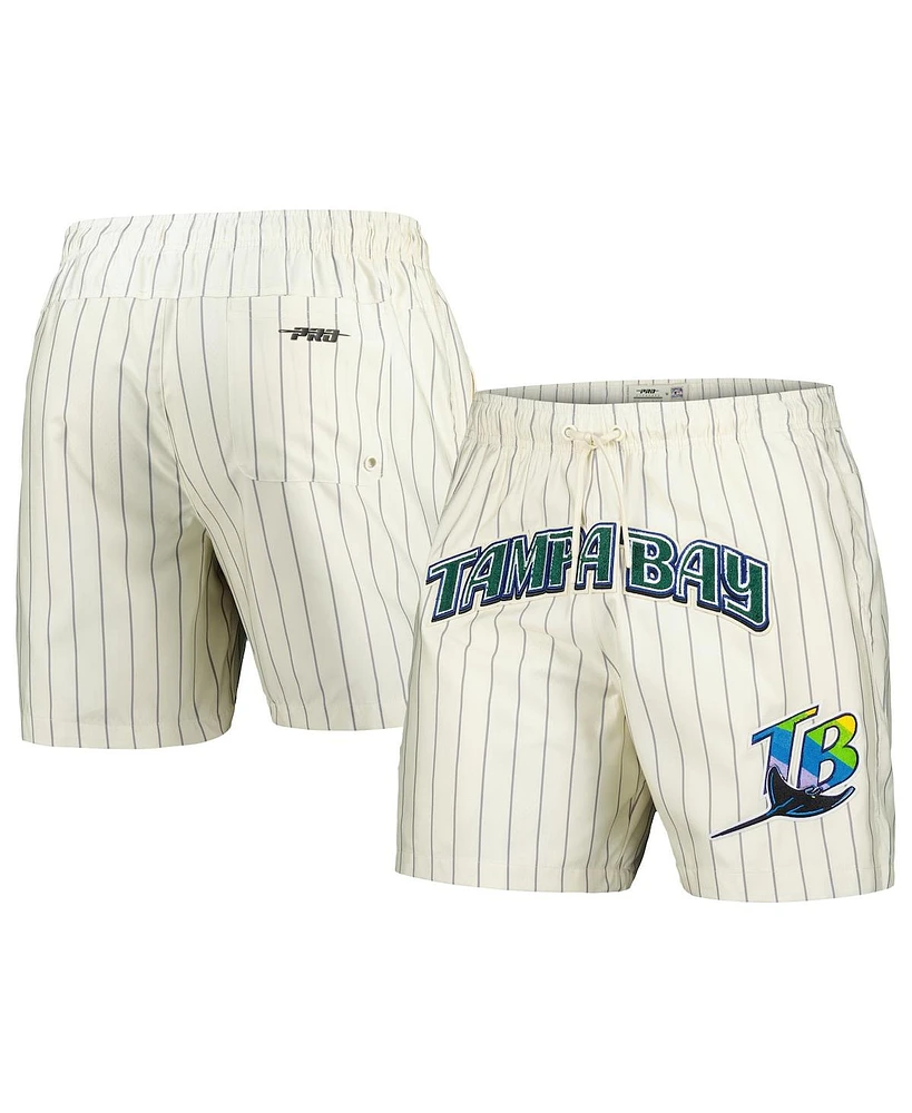 Pro Standard Men's Cream Tampa Bay Rays Pinstripe Retro Classic Woven Shorts