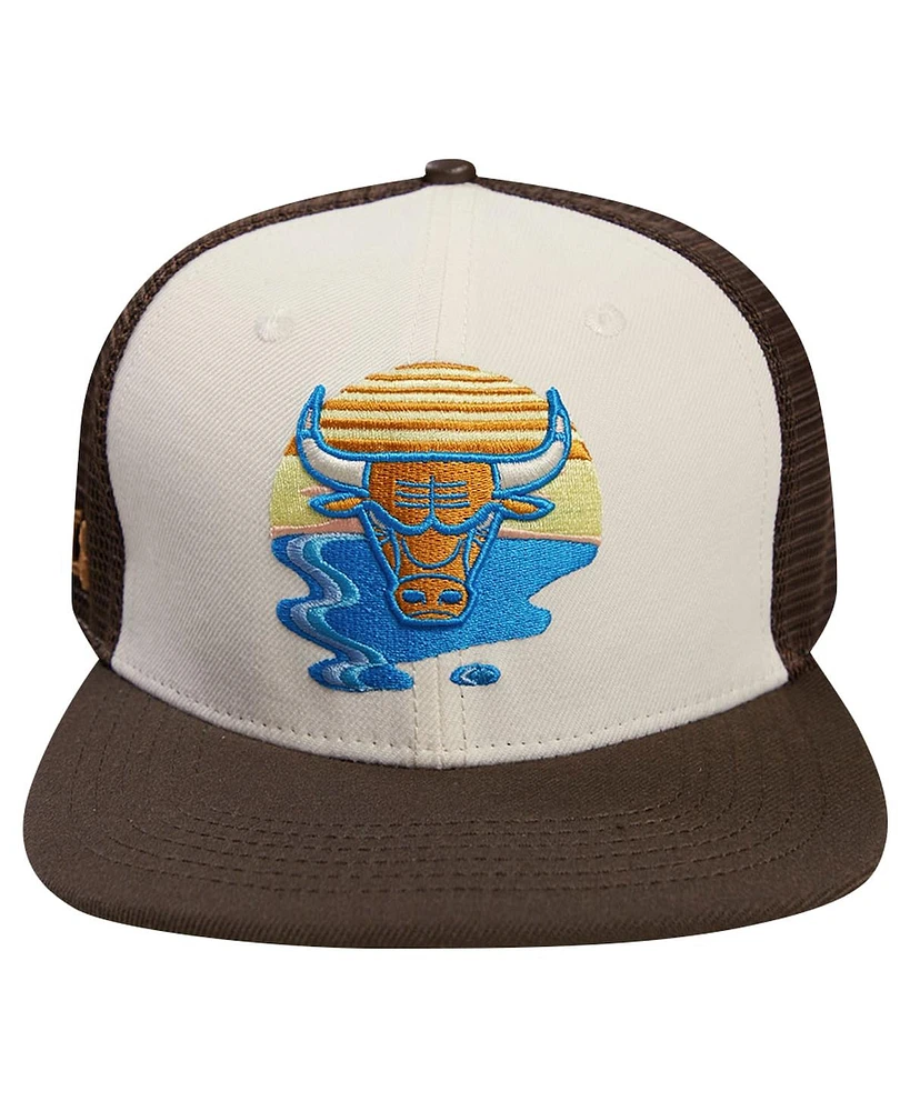 Pro Standard Men's Cream/Brown Chicago Bulls Glint Sunset Snapback Hat