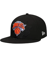 New Era Men's Black York Knicks Blackout Shadow Logo 59FIFTY Fitted Hat