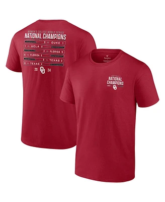 Fanatics Men's and Women's Crimson Oklahoma Sooners 2024 Ncaa Softball Women's College World Series Champions Schedule T-Shirt