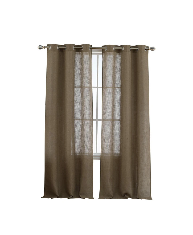 Caromio Linen Blend Textured Grommet Semi-Sheer Window Curtain Panels Set, 37" x 84"