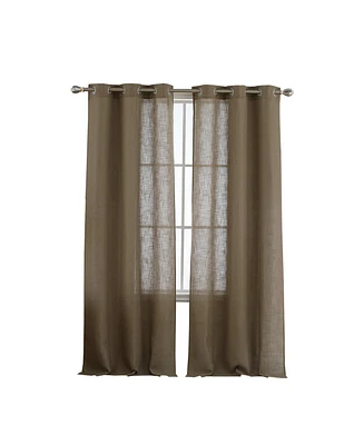 Caromio Linen Blend Textured Grommet Semi-Sheer Window Curtain Panels Set, 37" x 84"