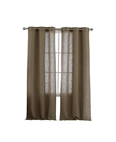 Caromio Linen Blend Textured Grommet Semi-Sheer Window Curtain Panels Set