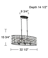 Vienna Full Spectrum Sofie Black Linear Pendant Chandelier Lighting 32 1/2" Wide Modern Industrial Geometric Crystal Shade 6-Light Fixture for Dining