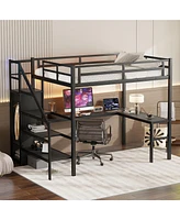 Streamdale Furniture Full Size Loft Bed with L