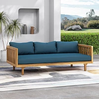 Streamdale Furniture Acacia Wood Daybed with Slat Paneling and Water-Resistant Cushions