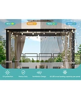 Simplie Fun 10X10FT Softtop Metal Gazebo with Mosquito Net&Sunshade Curtains, Sturdy Heavy Duty Double Roof Canopy, Galvanized Steel Design Outdoor Te