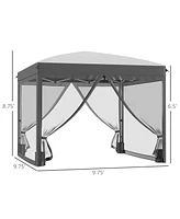 Streamdale Furniture 10' x 10' Pop Up Canopy Tent with Netting, Instant Sun Shelter, Tents for Parties, Height Adjustable, with Wheeled Carry Bag and