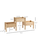 Streamdale Furniture Elevated 2-Tiered Fir Wood Garden Bed with Drainage Holes (72.5" L x 17.75" W x 31.5" H)