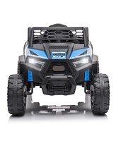 Streamdale Furniture Cool Black and Blue Kids Ride-On Mini Utv with Built-In Songs