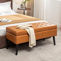 Streamdale Furniture Tufted Beige Storage Bench with Spacious Hidden Compartment