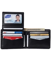 Alpine Swiss Mens Genuine Leather Wallet Passcase Bifold Rfid Safe 2 Id Windows