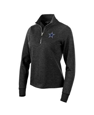 Antigua Women's Heather Black Dallas Cowboys Action Quarter-Zip Pullover Sweatshirt