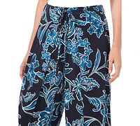 CeCe Women's Printed Side-Overlap Tie-Waist Pants