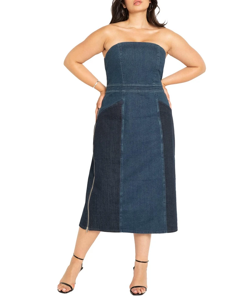 Eloquii Plus Strapless Denim Dress