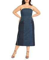 Eloquii Women's Strapless Denim Dress