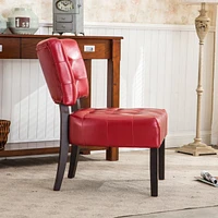 Streamdale Furniture Blended Leather Tufted Accent Chair with Oversized Seating, Red