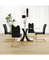 Streamdale Furniture Elegant Dining Set with Glass and High Gloss Lacquered Legs (SKUW210S00056)