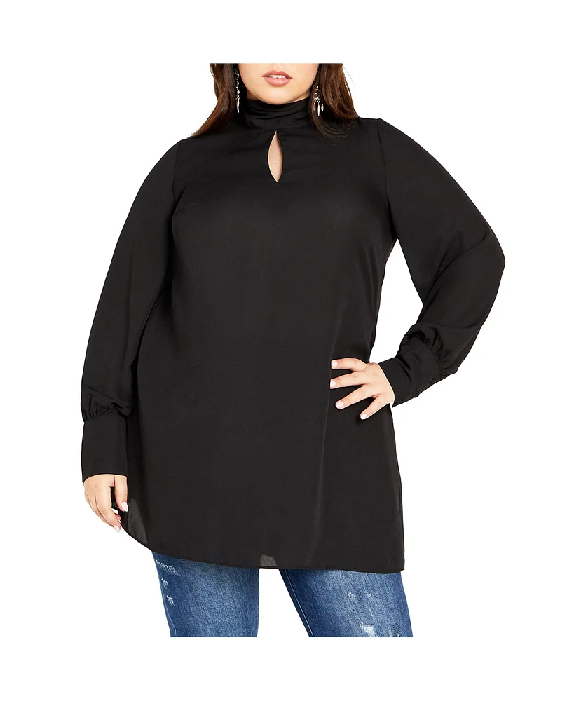 City Chic Plus Neck Tie Tunic