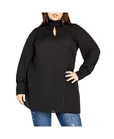 City Chic Plus Neck Tie Tunic