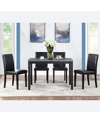 Simplie Fun Elegant 5-Piece Dining Set with Acrylic Crystal Accents