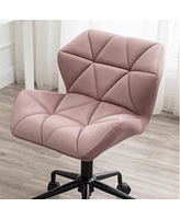 Diamond Tufted Adjustable Swivel Office Chair, Mauve
