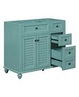 Modern Bathroom Vanity with Solid Wood Frame, Ample Storage, and Unique Grille Design