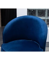 Contemporary Velvet Swivel Chair, Blue