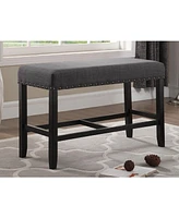 Simplie Fun Fabric Counter Height Dining Bench with Nailhead Trim, Grey