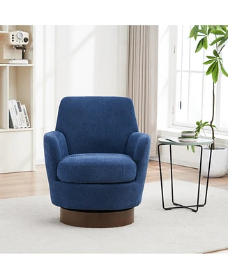 Simplie Fun 360° Swivel Modern Velvet Fabric Armchair with Spongy Seat