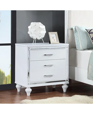 Simplie Fun Stunning Modern Nightstand with Mirrored Trim & Ample Storage