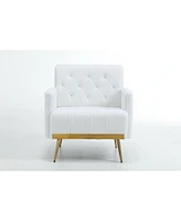 Simplie Fun Beige Plush Wool Accent Chair with Metal Legs Comfort, Style, and Durability