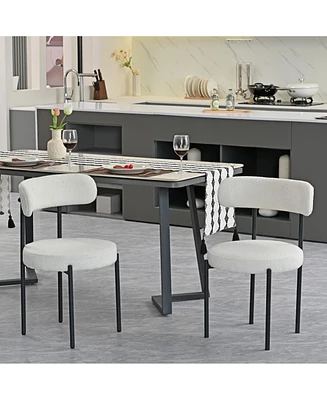 Modern Velvet Comfort Accent Dining Chair (Set of 2, White, 14.96x14.50x30.90in)