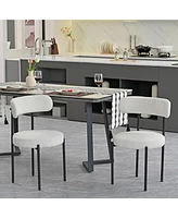 Modern Velvet Comfort Accent Dining Chair (Set of 2, White, 14.96x14.50x30.90in)