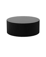 Simplie Fun Sleek and Modern Round Coffee Table with Eye-Catching Relief Design, Black