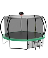 Streamdale Furniture 12-Foot Green Trampoline with Safety Net and Basketball Accessories