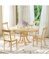 Streamdale Furniture Elegant Pedestal Dining Set Round Table with Extendable Leaf and Matching Chairs