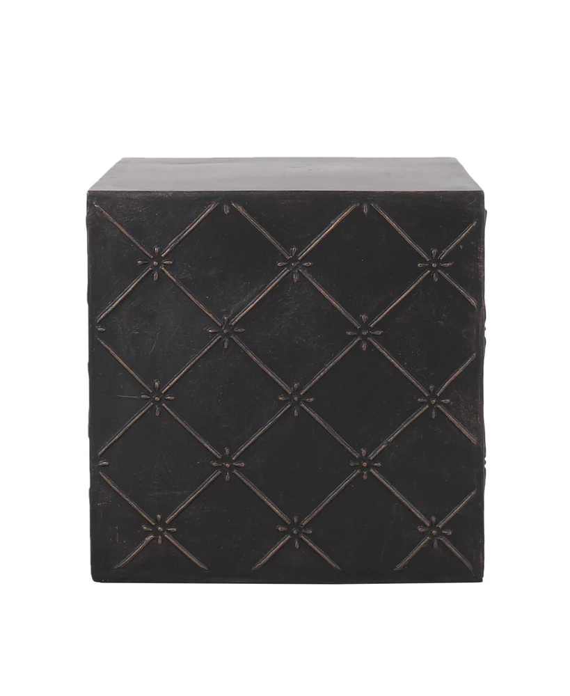 Simplie Fun Diamond Patterned Concrete End Table for Modern Outdoor Living