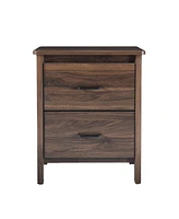 Simplie Fun Contemporary Faux Wood Nightstand with Storage Drawers & Sleek Design