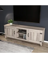 Streamdale Furniture Tv Stand Storage Media Console Entertainment Center With Two Doors, Grey Walnut