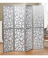 Simplie Fun Giyano 4 Panel Screen Room Divider, Sliver