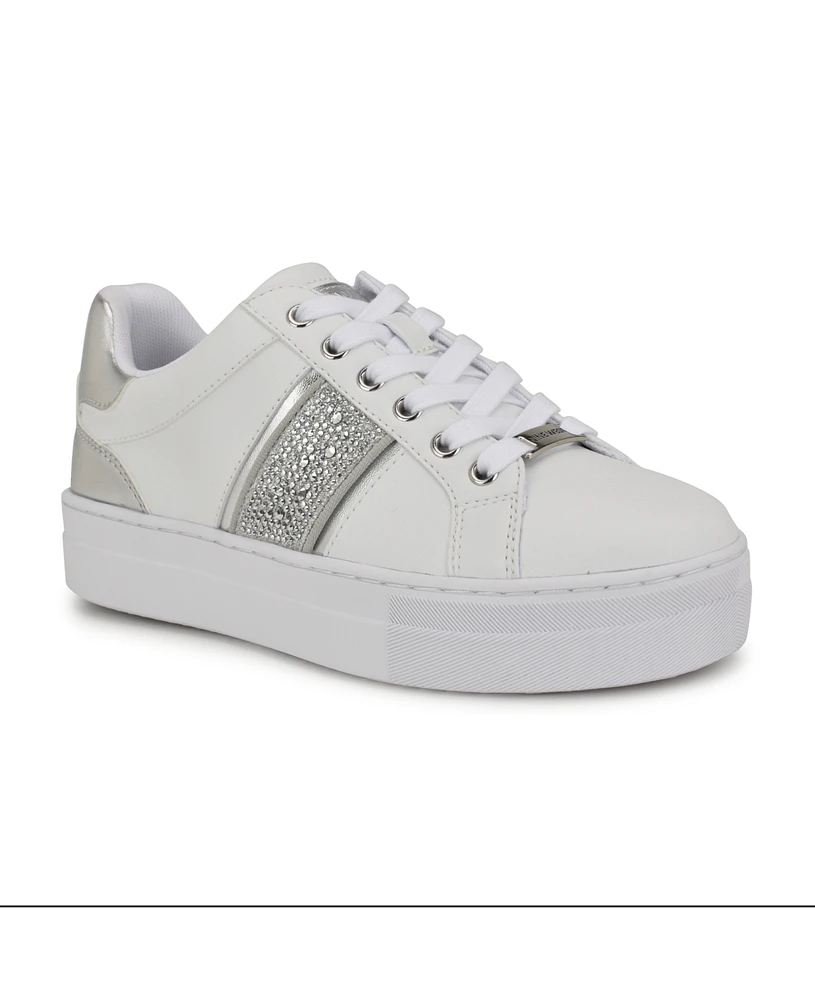 Nine West Women's Gator Platform Casual Lace-Up Sneakers