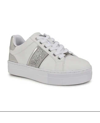 Nine West Women's Gator Platform Casual Lace-Up Sneakers