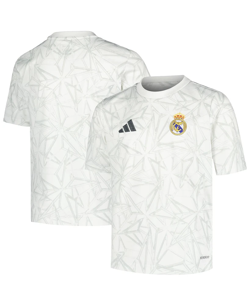 Adidas Big Boys and Girls White Real Madrid 2024/25 Pre-Match Top